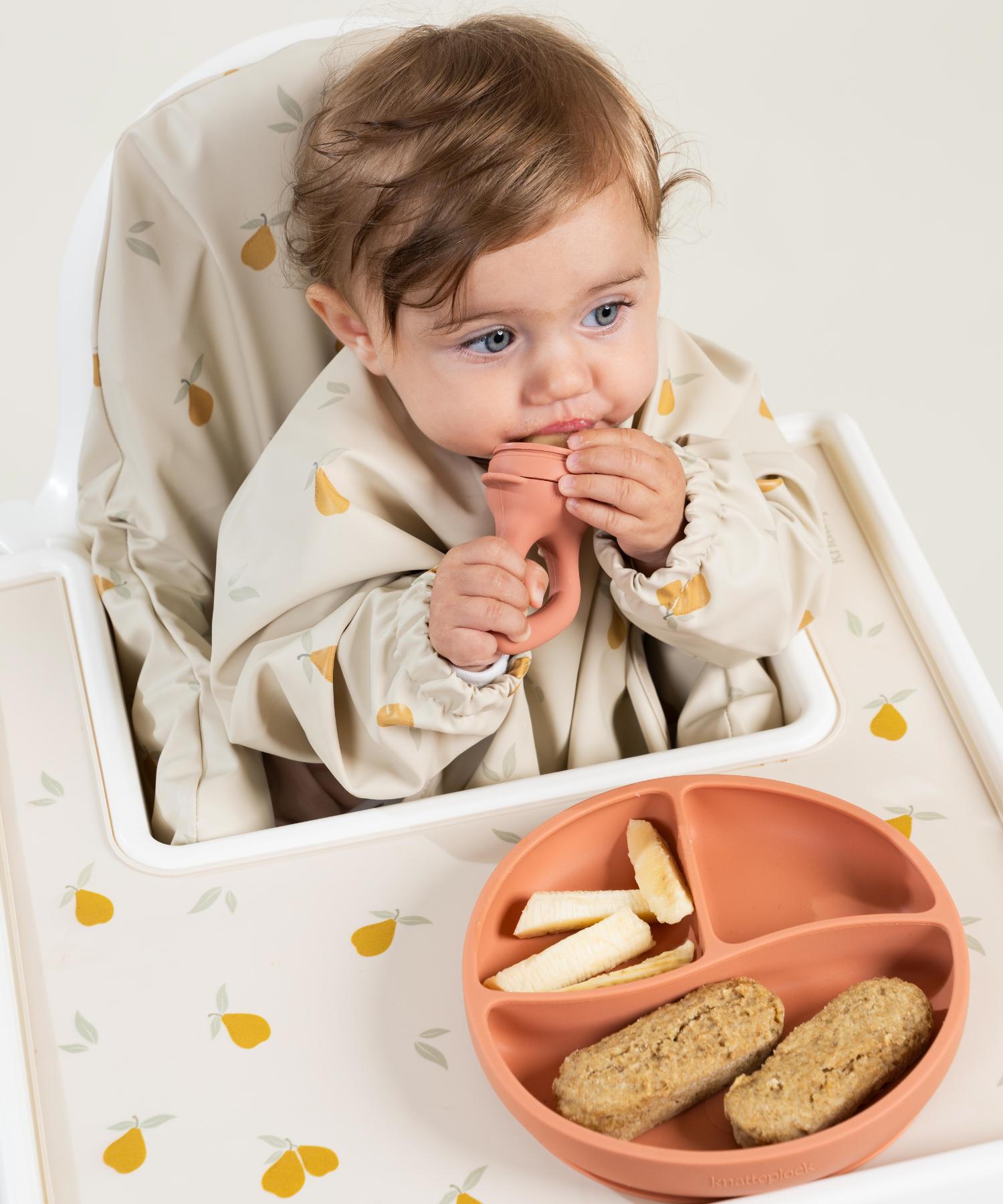 Inndelt barnetallerken med sugekopp Soft terracotta Knatteplock